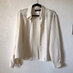Jones New York cream silk blouse/button down